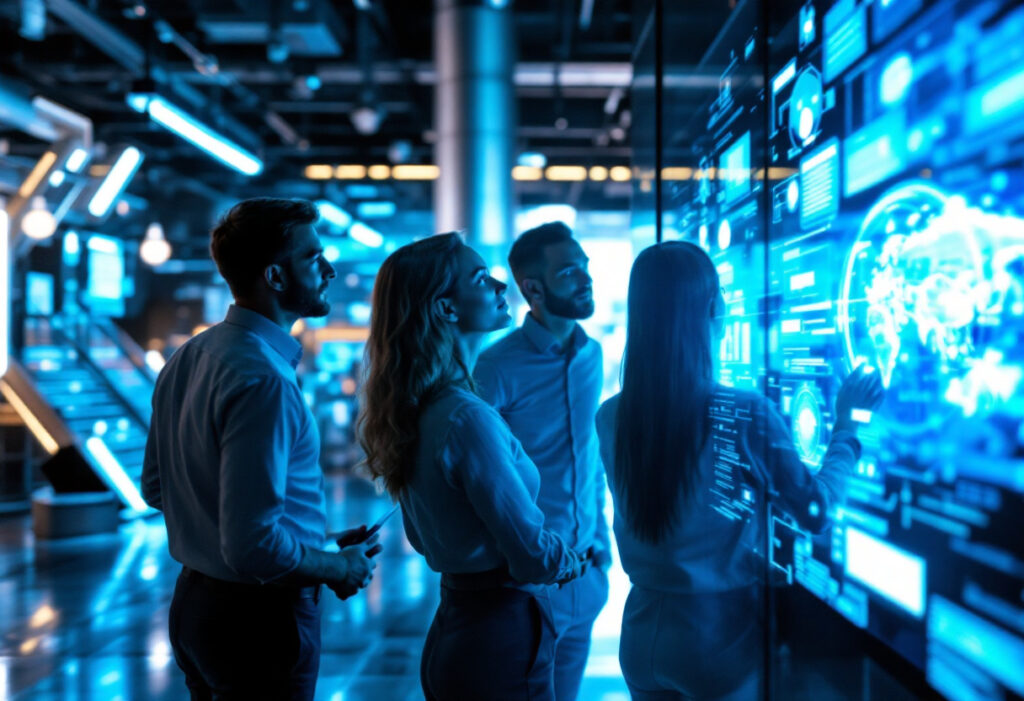 2 Unternehmerinnen und 2 Unternehmer aus KMU sind begeistert von Künstlicher Intelligenz (KI).